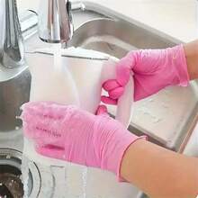 50pcs Disposable Nitrile Gloves, Durable Household Cleaning Gloves, Waterproof Gloves, Suitable For Outdoor Camping, Kitchen Cleaning, Tattoo, Hair Dye, Pets, Beauty, And Cleaning Supplies