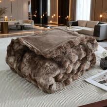 1pc Luxury Faux Mink Fur Plush Blanket, Thick Double-Layer Soft Fluffy Throw Blanket With Cloud-Like Feeling, Suitable For Home, Living Room, Bedroom, Sofa, Also Makes A Great Gift To Upgrade Home Living Quality