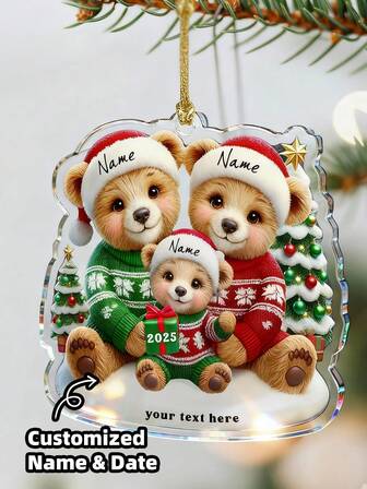 1-2pcs Customizable Name Christmas Ornaments, Suitable For Hanging On Christmas Trees. Acrylic Pendants With Cartoon Bear Or Christmas Tree Designs. Multiple Names Can Be Customized. Suitable For Outdoor, Garden, Indoor, And Party Decorations. Warm, Cartoonish, Cute, And Brightly Colored Ornaments. Makes A Christmas Gift For Dads, Moms, Sons, Daughters, Friends, And Classmates. Perfect For Christmas