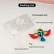 1件装潮流骑行伴侣鸟装饰品，扑扇翅膀的鸟形摆件，动物汽车装饰，不含电池或电子元件。骑行伴侣鸟，情感珍贵的动物装饰品 - 彩色 - 查看 7