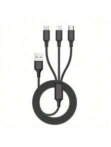 Adaptador cargador de coche de 6 puertos + Cable de carga trenzado 3 en 1 compatible con iPhone, compatible con Samsung, set de accesorios de carga adecuado para el viaje diario, viaje largo, carga mientras conduce accesorios para automóvil - Negro - Ver 10