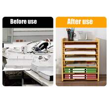 Office Desk File Cabinet Multi Layer Desktop DENSITY BOARD Storage Box Organizer - Wood Color - View 4