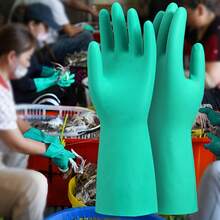 1 Pair Non-Latex Nitrile Rubber Gloves, Reusable Multi-Purpose Gloves For Kitchen, Dishwashing And Cleaning - Multicolor - View 8