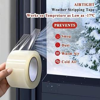 Transparent Window Weather Sealing Tape, 5.08cm X 19.81meter Clear Weather Stripping Window Seal Tape Stops Draft Through Gaps, Windows, AC Unit -Insulation Tape For Air Conditioner