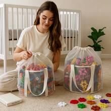 1pc Mesh Hollow-Out Drawstring Storage Bag, Transparent For Easy Access - Portable Multi-Purpose Lightweight Travel Organizer For Swimming & Toiletries, Swimming Essentials, Compact Design, Breathable Mesh, Sturdy Construction, Durable Polyester, Multipurpose Pouch, Home Organizers, Frequent Travelers, Toy Storage Organizer, Toy Organizer And Storage, Teddy Storage, Toy Storage, Toy Organizer