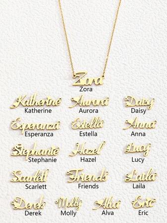 1 Pc Fashion Simple Personalized Customed Stainless Steel Women's Name Letter Pendant Necklace Suitable For Daily Wearing Couple Gifts