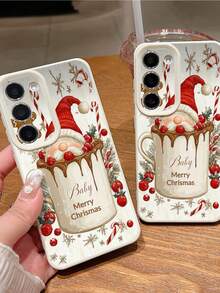 1pc Customized Text & Funny Christmas Themed Design Phone Case, Compatible With IPhone 17 Pro Max/17 Air/15 Pro Max/16 E/14 Plus/13/12/11, S24/20 Ultra/A52S/A53/A05S, Note 13 Pro Plus/Note 12 Pro Plus/Note 9, Made Of TPU Material, Personalized, Best Gift For Friends, Girlfriends, Family For Christmas,International Version, Not The Domestic Version - White - View 6