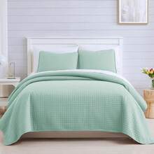 Full/Queen Quilt Bedding Set, Microfiber Quilts Queen Size, Coverlet, Stain & Pet Hair Resistant Bedding, Full Size Bedspread With 2 Pillow Shams, Bone, 2025 - 04 - 藍色 - 查看 1