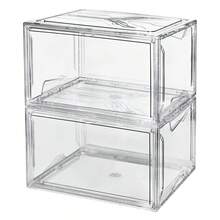 2 Organizadores de zapatos, 2 cajas de almacenamiento, Cajas de Zapatos Plástico Plegable y Apilable para Zapatillas hasta talla 44, Transparente, Organizador de zapatos plegable y apilable de plástico con tapas para mujeres y hombres, ahorro de espacio, Cajas de zapatos transparentes apilables, organizador de almacenamiento de zapatos para armario, contenedores de almacenamiento de zapatos resistentes con puerta transparente, cajas de zapatos de plástico con cajón reforzado, organizador de zapatos apilable para zapatillas - transparente - Ver 6