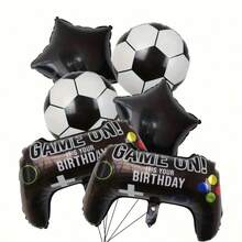 Game Console Theme Balloon Set, 18" Game Controller Foil Balloon, 18" Green & Black Star Foil Balloon, Football Balloon Set, Birthday Party Decorations - Mixed Colors - View 10