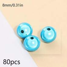 80pcs 8mm Cool Laser Reflective Acrylic Beads Set, Y2K Iridescent Loose Beads For DIY Jewelry Making, Handmade Bracelet, Necklace, Phone Chain, Bag Accessories, Beading Supplies - Multicolor - View 14