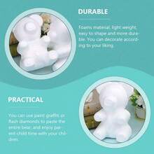 1/2个白色泡沫熊模具，可用于制作泡沫玫瑰DIY熊、婚礼花卉、婚礼派对装饰、餐桌装饰品、派对礼物装饰品、圣诞装饰品、DIY圣诞礼物。 - 彩色 - 查看 7