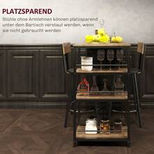 HOMCOM 3-Piece Bar Table Set With Stools, Kitchen Table, 3 Shelves, 2 Bar Stools, Modern Style, Dining Set For Dining Room, Kitchen, Steel, Oak Finish - 1 - View 5