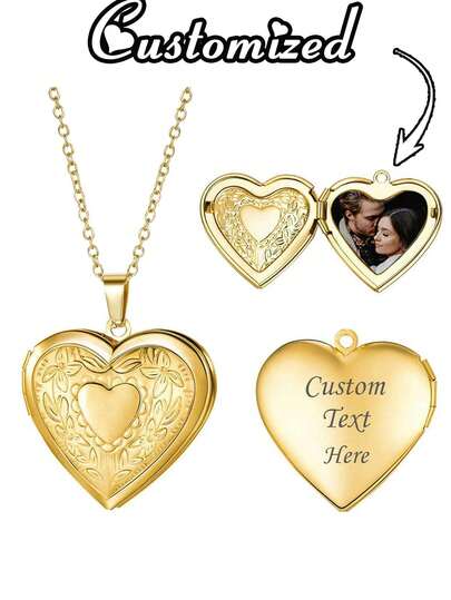 Customized Heart Photo Locket Necklace,Custom Photo Personalised Small Locket Necklace With Photo,Heart Locket Necklace, Memorial Jewelry, Bridesmaid Gifts,With Creative, Elegant, Classic And Versatile,Customized Photos,For Daily Wear,Personalized Gift, Warm Jewelry Gift For Ladies,Chic Autumn,Gift For Her,For University,For Colleague,For Boys And Girls,For Teenagers,Junior High School Students,Middle School Students