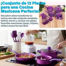 13 Piezas Set Antiadherente Púrpura - Sartén, Olla, Cazuela para Hogar - Multicolor - Ver 6