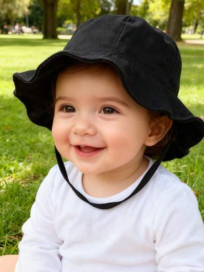 1pc Adjustable Baby Sun Hat For Girls, Toddler Wide Brim Beach Hat For Summer