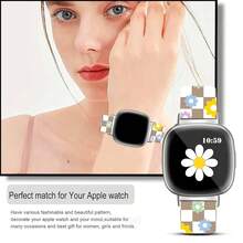 Compatible With Watch Band Fitbit Versa 3, Versa 4, Sense, Sense 2, Holiday Pattern Silicone Replacement Strap{Inchcolor_nameinch:InchBrownandWhiteCheckeredinch,Inchsize_nameinch:InchForVersa4/Versa3/Sense2/Senseinch} - BrownandWhiteCheckered - View 7
