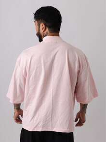 Premium High Neck Over Boxy T-Shirt - Rosa Pálido - Ver 4