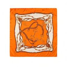 1pc Boho Paisley Print Chain Pattern Bandana Women Scarves Women Big Square Scarf Bandana,Hair Band,Head Band Ideal For Dressing Up Your Look Accessories Women - 橘色 - 查看 4