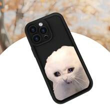 [Teléfono] Serie Animales Divertidos: Teléfono con diseño sencillo y moderno con temática triste y escalera en forma de ojo, con textura mate. Compatible con 17, 17 Pro Max, 17 Air, 16, 15, 14, 13, 12, 11, XS, XR, X, 8 Plus y Pro. Accesorio para teléfono, uso diario, minimalista. - Negro - Ver 5