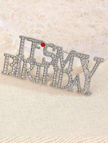 1 Piece Luxury English Letter Birthday And Various Style English Letter Brooch Fashion High-End Suit Lapel Pin Suitable For Women Party/Birthday Gift Accessories Office Accessories Shirt Jacket Jewelry Christmas Halloween - A - View 5