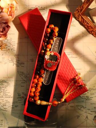 1pc New Prayer Bead Counter Set, Ramadan, Christmas, Halloween, Holidays, High-End Packaged Tally Counter, Prayer Bead Bracelet Set With Counter, Electronic Manual Button Counter, Compact Portable Finger Ring Counter, Thumb Press Counter, Suitable For Learning, Exercise, Other Counting Activities, Finger Counter Digit, Counter Ring, Rosary Counter, Small Finger Wearable Counter, Ring Counter Electronic Counter