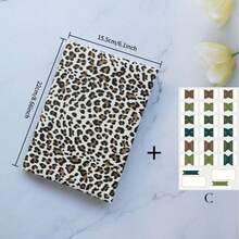 1PC A5/A6 Leopard Print Cloth Book Cover, Planner Case Cover Protective Shell Journal Cover Protector Office Stationery Supplies, Give Away 1 Sheet Fabric Index Stickers