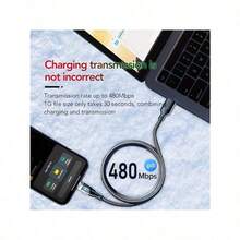 180W Ultra Fast Charging USB A To Type-C Cable With LED Digital Display, Matte Surface, Data Synchronization, USB Power Transfer, 6A High Current, Compatible With IPhone 15/16, , POCO, - 黑色 - 查看 5