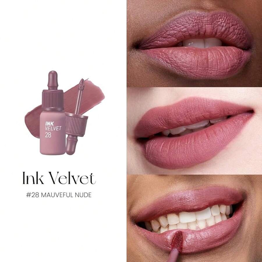 Peripera Ink Velvet Lip Tint - High Pigment Color, Longwear, Weightless, Not Animal Tested, Gluten-, Paraben-(028 MAUVEFUL) - 028 KHỎA THÂN MÀU ĐẬM - Xem 1