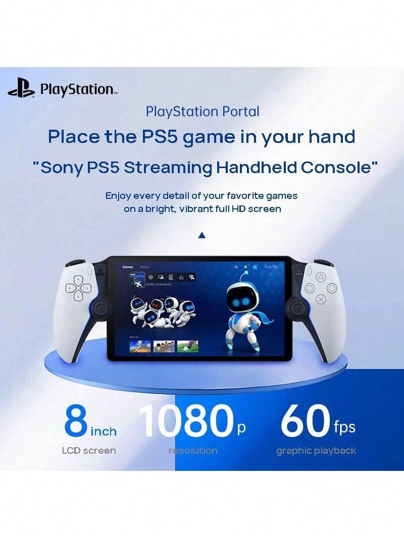 PlayStation Portal Handheld Game Console, 8-Inch LCD Screen, Wi-Fi, USB Type-C Interface, Adaptive Triggers, Customizable Triggers, Wireless Streaming, Haptic Feedback, White. - White - View 1