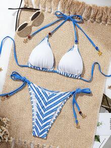 Women's Bikini, Beachwear, Plus Size Women's Beach Swimsuits, Vacation, Beach, Party, Sophisticated, Pool, LARA VIVA - 藍色 - 查看 4