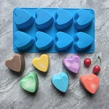 1pc 8-Cavity Heart Shaped Baking Mold For Desserts, Mousse Cakes, Pastries, DIY Baking Tool, French Pastry Mousse Mold