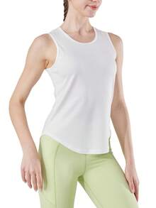 Women Workout White Tank Tops For Lightweight Athletic Yoga Gym Women's Sleeveless Shirts Quick Dry Loose Fit Sports Shirts Tops Clothes - 白色 - 查看 1