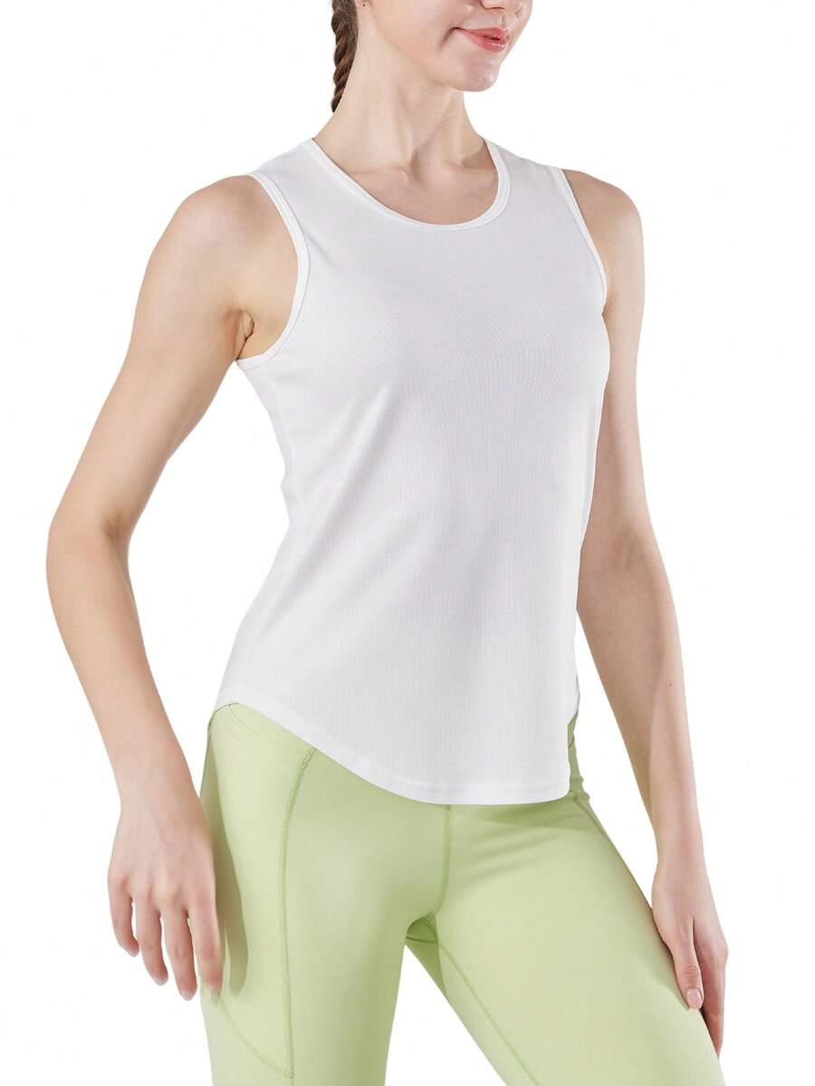Women Workout White Tank Tops For Lightweight Athletic Yoga Gym Women's Sleeveless Shirts Quick Dry Loose Fit Sports Shirts Tops Clothes - 白色 - 查看 1