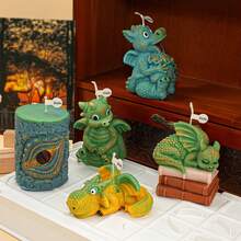 Moldes de silicona de dragón fantástico con poses diversas - Abrazando una bolsa de dinero, sentado, acostado y durmiendo sobre libros, desmoldado duradero y fácil para hacer velas, arte de yeso y resina, perfecto para la decoración del hogar bohemio - Blanco - Ver 3