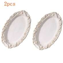 2pcs Exquisite Ceramic Large Plates With Ocean Wave Design - Round Shape With Ruched Edges, Suitable For Afternoon Tea, Desserts, Steak, Pasta, Fish Dishes - For Home, Hotel, Restaurant Use, Hotel Tableware | Elegant Dinnerware | Ceramic Plates - Multicolor - View 6