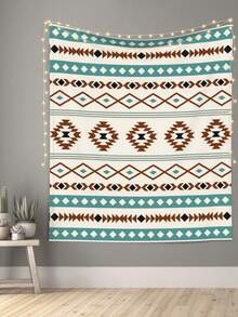 Vintage Tapestry, Wall Blanket Room Decor,  Teal Terracotta Black Cream Mixed Pattern Aesthetic Tapestry Wall Hanging For Bedroom Size S-60x40inch, M-60x50inch, L-80x60inch, XL-90x60inch, - 白色 - 查看 1