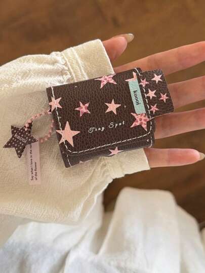 小众棕色星形设计保护套，适用于第一代/第二代/第三代/第四代蓝牙耳机