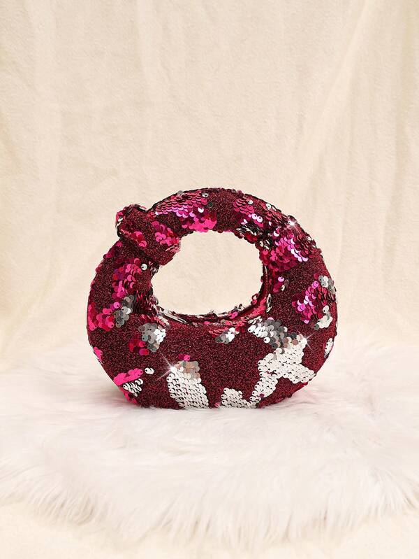 1pc Glittery Moon Shaped Clutch Bag, Elegant Party Purse, Beaded Handbag With Relaxed Style, Shiny Sequin Tote Bag, Glitter Bag, Small Evening Bag, Interesting Gift For Valentine's Day