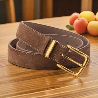 1pc Women's Suede Belt, Retro Velvet Belt, Fashion Simple Versatile Decorative Belt For Suits, Jeans, Work & Casual Wear, High-End Design