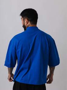 Premium High Neck Over Boxy T-Shirt - azul real - Ver 4