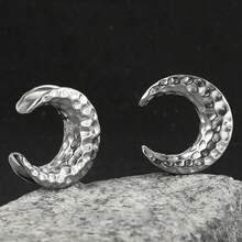 2pcs Meteorite Shaped Ear Gauges, Suitable For Stretched Earlobes, Stainless Steel Material, Ear Plugs, Body Piercing Jewelry