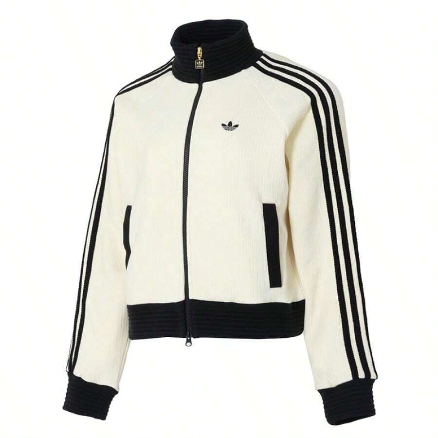Adidas Originals Women's 3-Stripe Sporty Casual Jacket, Outdoor Leisure Vintage Color Block Jacket, Hooded-Less Jacket, Daily Commute Jacket