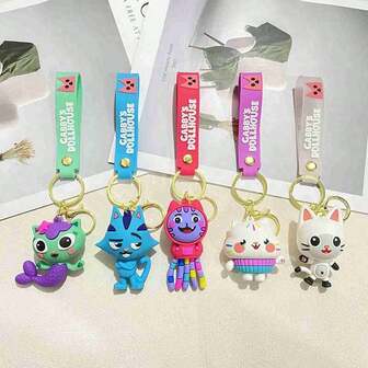 1件Gabi's Dollhouse服装娃娃猫钥匙扣娃娃机小礼物汽车钥匙扣吊坠，送给朋友和家人，圣诞节礼物，圣诞袜填充物，圣诞节礼物，圣诞节装饰品，随机风格