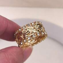 Rhinestone trang trí bện nhẫn - Vàng - Xem 3