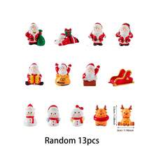 13 قطعة من تماثيل الراتنج المصغرة لعيد الميلاد، مجموعة زينة عيد الميلاد المصغرة تشمل بابا نويل وغزلان ورجل الثلج، تماثيل عيد الميلاد المصغرة للحرف اليدوية وديكور الحديقة والبيت الدمى والبونساي والمناظر الطبيعية الشتوية الصغيرة (بأنماط عشوائية)