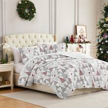 Full/Queen Quilt Bedding Set, Microfiber Quilts Queen Size, Coverlet, Stain & Pet Hair Resistant Bedding, Full Size Bedspread With 2 Pillow Shams, Bone, 2025 - 歡樂與光明 - 查看 1