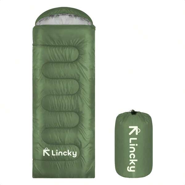 Bolsa de dormir Lincky para exterior, Saco de dormir para camping, Sleeping Bag para aire libre Interior Comoda Color Negro, Azul y Verde