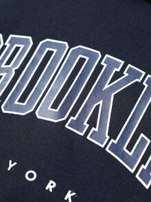 Popular Men's HoodiesManfinity Homme Extra Loose-Fit Men's Hoodie With Letter Print And Adjustable Drawstring  Letter Long Sleeve Hoodie, For Friends, Husband, Boyfriend Gifts, For Fall180g 100% Cotton - Màu xanh hải quân - Xem 5