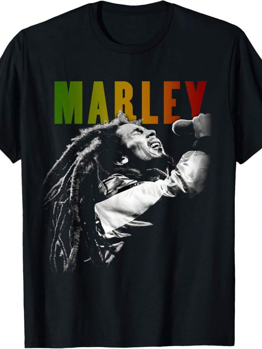 Bob Marley Rastaman Vibration Washed T-Shirt - 黑色 - 查看 1